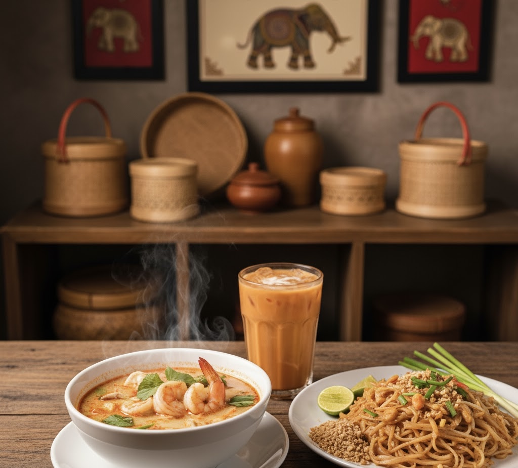 Screenshot of a modern website design for a Thai Cafe.